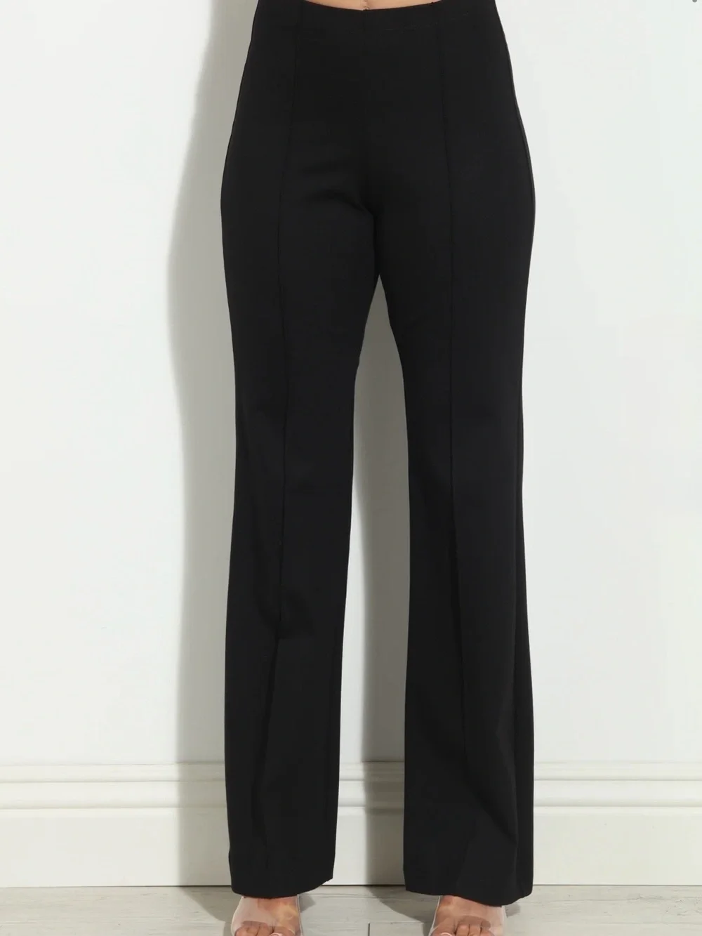 Veronica M Black High-Rise Ponti Flared Trousers - Size: Extra Small